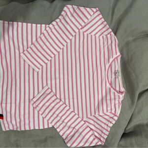 KULE pink and white stripe long sleeve tee